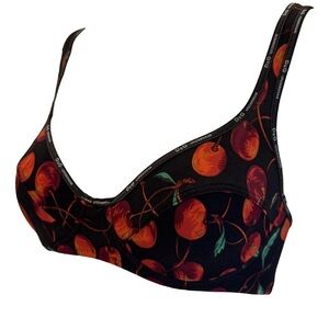 Authentic vintage dolce&gabbana cherry pattern black bralette bra